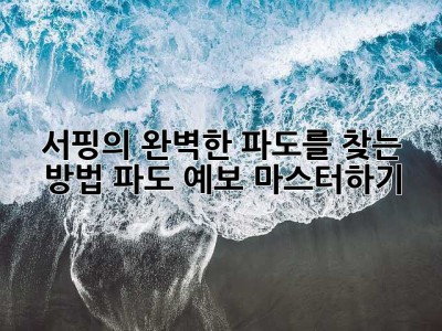 서핑의 완벽한 파도를 찾는 방법: 파도 예보 마스터하기