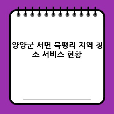 강원도 양양군 서면 북평리 청소 서비스: 완벽한 청소를 위한 모든 정보