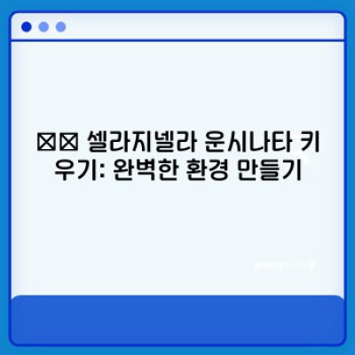 셀라지넬라 운시나타 완벽 가이드: 관리법, 문제 해결, 그리고 아름다운 공간 연출
