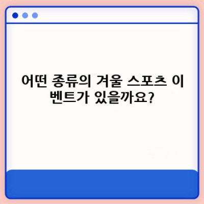 겨울 스포츠 이벤트 완벽 가이드: 종류, 장단점 비교 및 성공적인 이벤트 기획 전략
