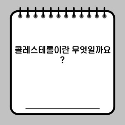 콜레스테롤 완벽 가이드: 건강한 콜레스테롤 관리법