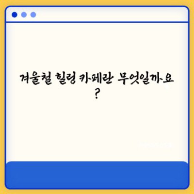 겨울 추위 녹이는 힐링 카페 BEST 5: 따뜻함과 아늑함으로 당신의 겨울을 채우세요!