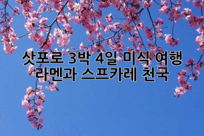 삿포로 3박 4일 미식 여행: 라멘과 스프카레 천국 🍜