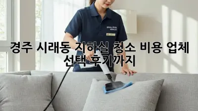 경주 시래동 지하실 청소: 비용, 업체 선택, 후기까지!
